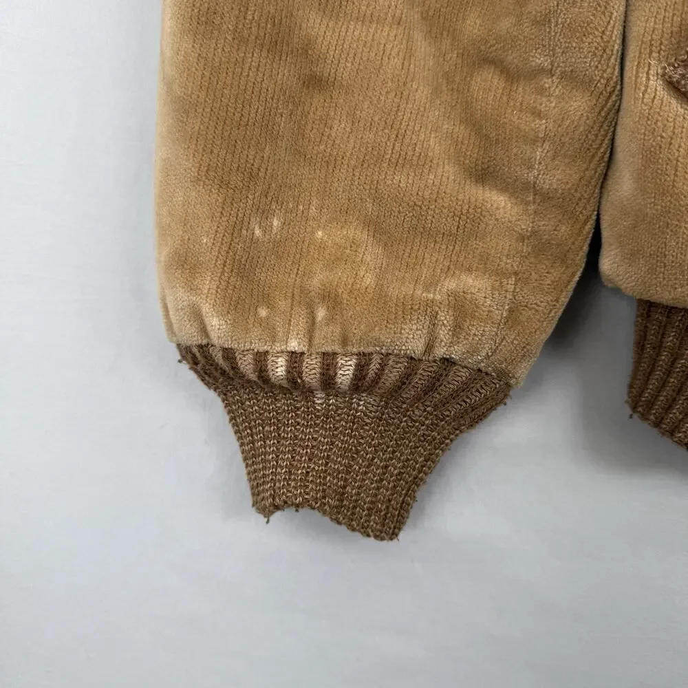 Vintage Corduroy Flight Bomber Jacket 70s Brown WIlliam Barry Sz 40 Lined Coat